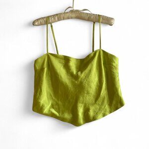 NWT Aritzia Sunday Best Elektra Satin Camisole Tie Back Top - Pear Green